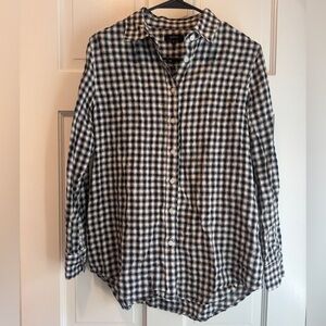 Quince 100% Linen Black and White Gingham Button Down Shirt